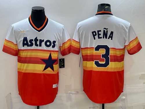 Mens Houston Astros #3 Jeremy Pena Orange Rainbow Cool Base Stitched Jersey->houston astros->MLB Jersey
